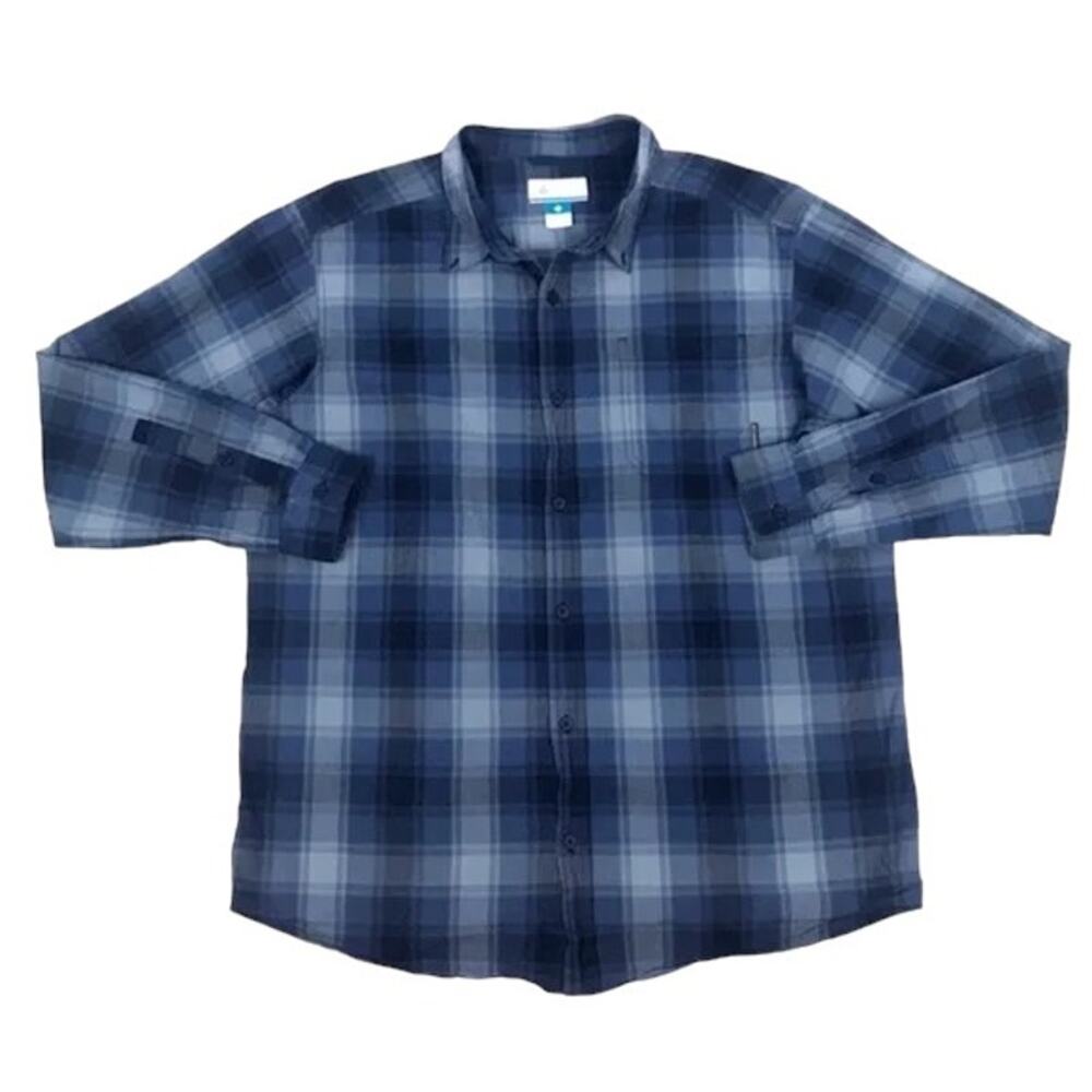 Columbia Blue Plaid Rapid Rivers II Long Sleeve Button Down Shirt Men's XL